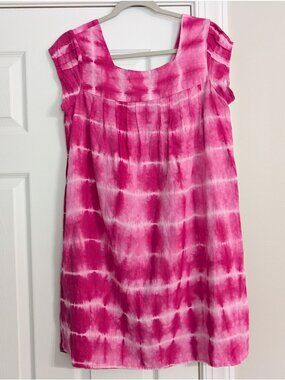 Calypso St. Barth Womens Dress S Pink Tie Dye Linen Oversized House Dress Muumuu